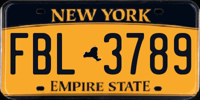 NY license plate FBL3789