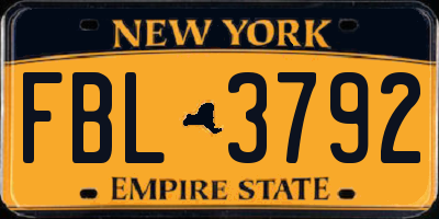 NY license plate FBL3792