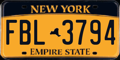 NY license plate FBL3794