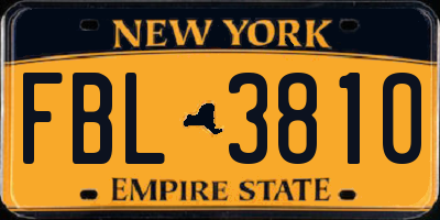 NY license plate FBL3810