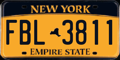 NY license plate FBL3811
