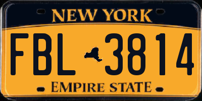 NY license plate FBL3814