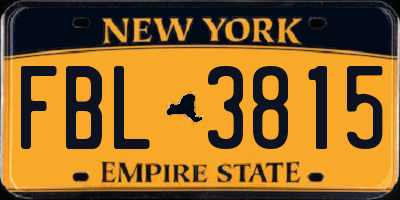 NY license plate FBL3815