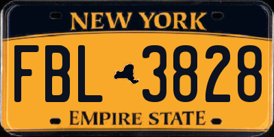 NY license plate FBL3828