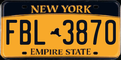 NY license plate FBL3870