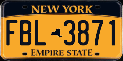 NY license plate FBL3871