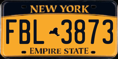 NY license plate FBL3873