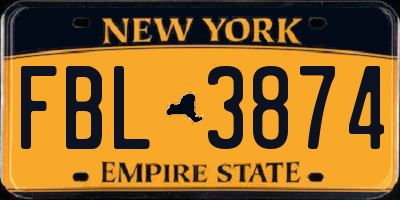 NY license plate FBL3874