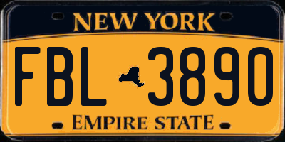 NY license plate FBL3890