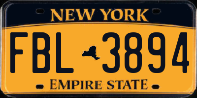 NY license plate FBL3894