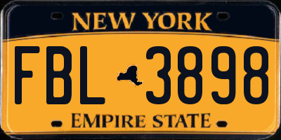 NY license plate FBL3898