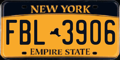 NY license plate FBL3906