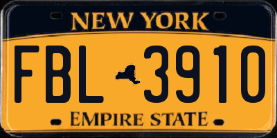 NY license plate FBL3910