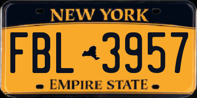 NY license plate FBL3957