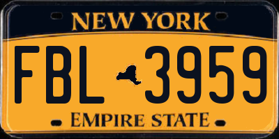 NY license plate FBL3959