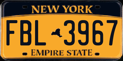NY license plate FBL3967