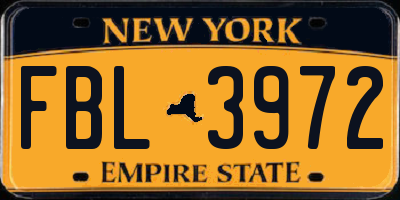 NY license plate FBL3972