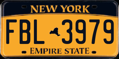 NY license plate FBL3979