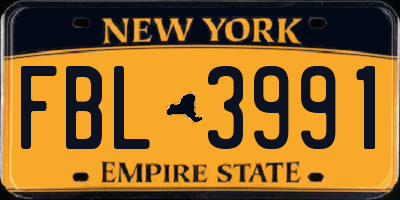 NY license plate FBL3991