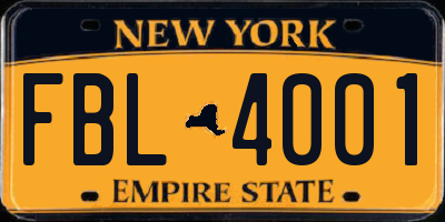NY license plate FBL4001