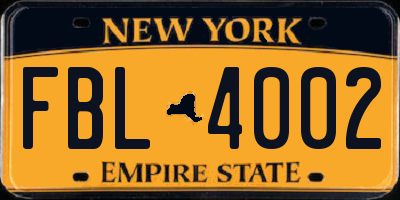 NY license plate FBL4002