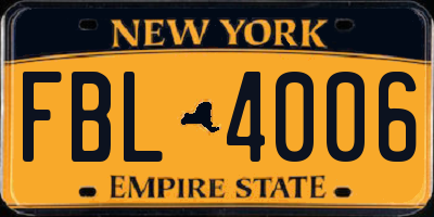 NY license plate FBL4006