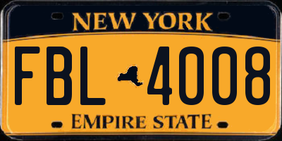 NY license plate FBL4008