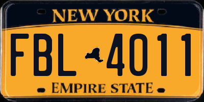 NY license plate FBL4011
