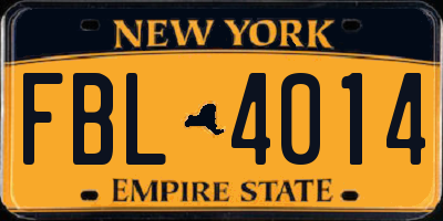 NY license plate FBL4014