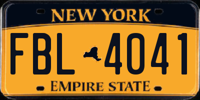 NY license plate FBL4041