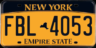 NY license plate FBL4053