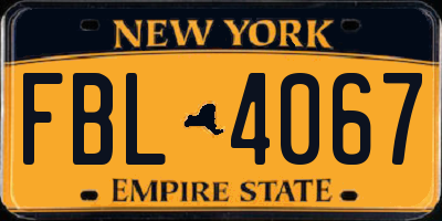 NY license plate FBL4067
