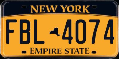 NY license plate FBL4074
