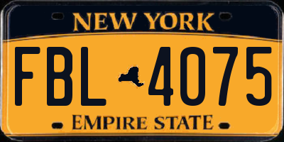 NY license plate FBL4075