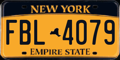 NY license plate FBL4079