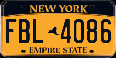 NY license plate FBL4086
