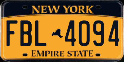 NY license plate FBL4094