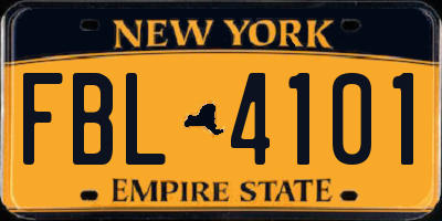 NY license plate FBL4101