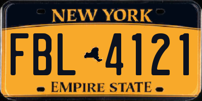 NY license plate FBL4121
