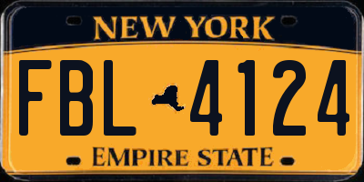 NY license plate FBL4124