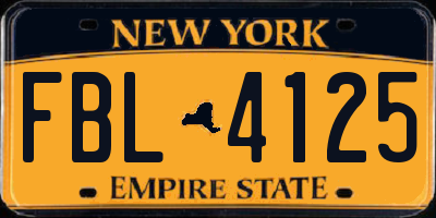 NY license plate FBL4125