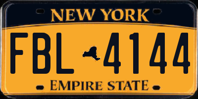 NY license plate FBL4144