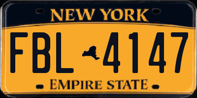 NY license plate FBL4147