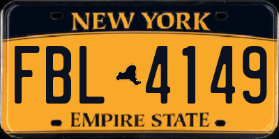 NY license plate FBL4149