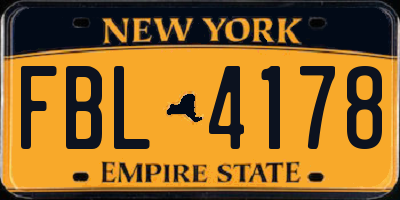 NY license plate FBL4178
