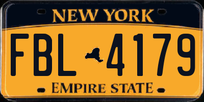 NY license plate FBL4179