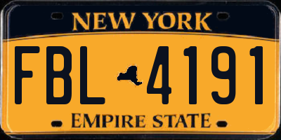 NY license plate FBL4191