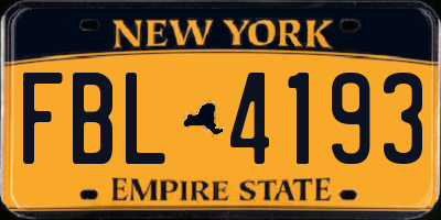 NY license plate FBL4193