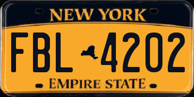 NY license plate FBL4202