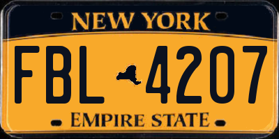 NY license plate FBL4207